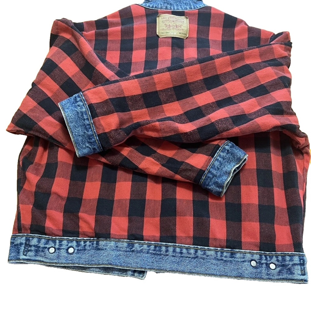 Vintage Levi’s 70417 Type III Trucker Jacket Buffalo Plaid Liner USA Medium - Picture 13 of 15